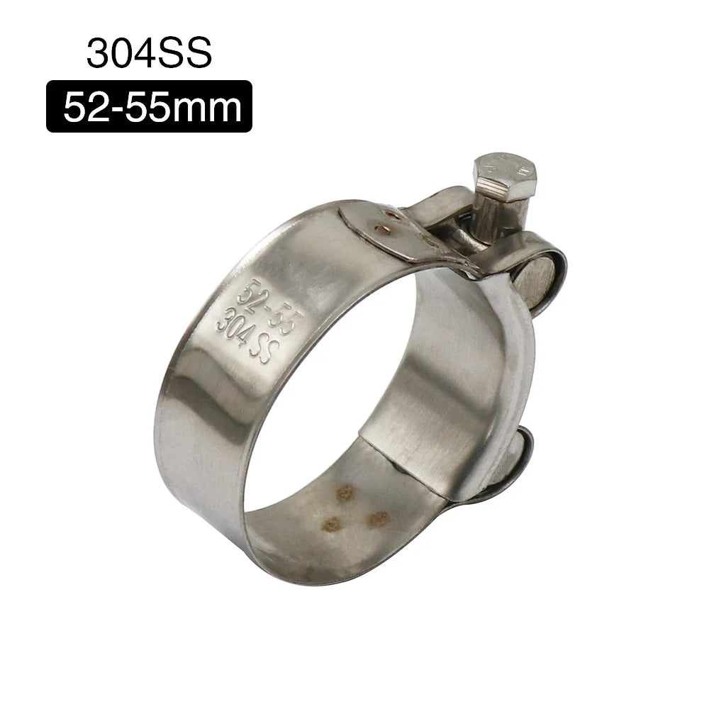 Collier serrage 28 35 39 43 47 51 55 59 63mm acier inoxydable d’échappement adapté silencieux moto - 52-55mm