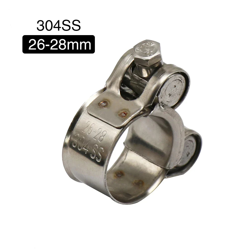 Collier serrage 28 35 39 43 47 51 55 59 63mm acier inoxydable d’échappement adapté silencieux moto - 26-28mm