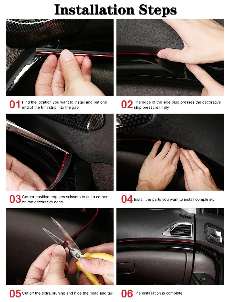 Bandes flexibles décoration moulage voiture 1/3/5M Moulures intérieures.