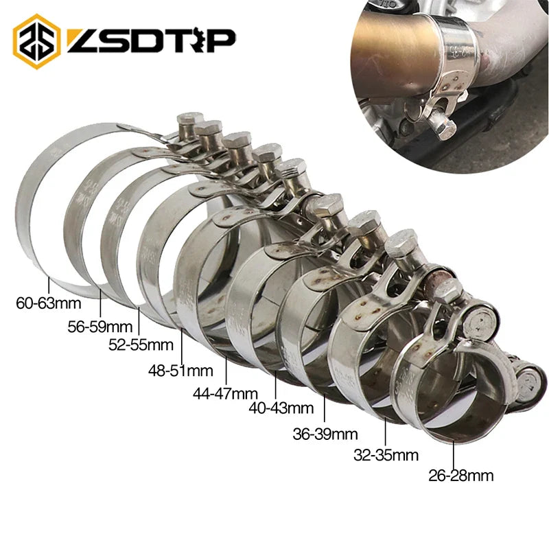 Collier serrage 28 35 39 43 47 51 55 59 63mm acier inoxydable d’échappement adapté silencieux moto
