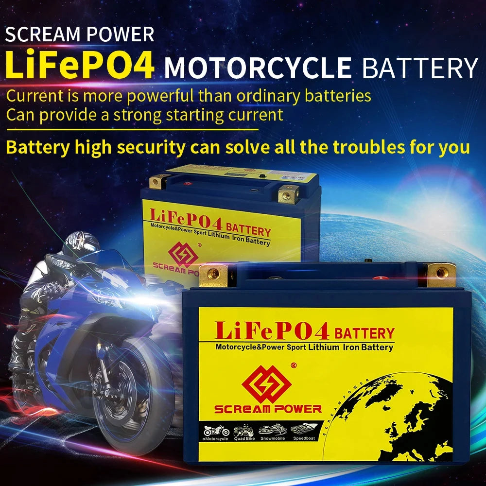 Batterie LiFePO4 14S 12V 8Ah pour démarrage de moto, CCA 480A, BMS intégré, lithium