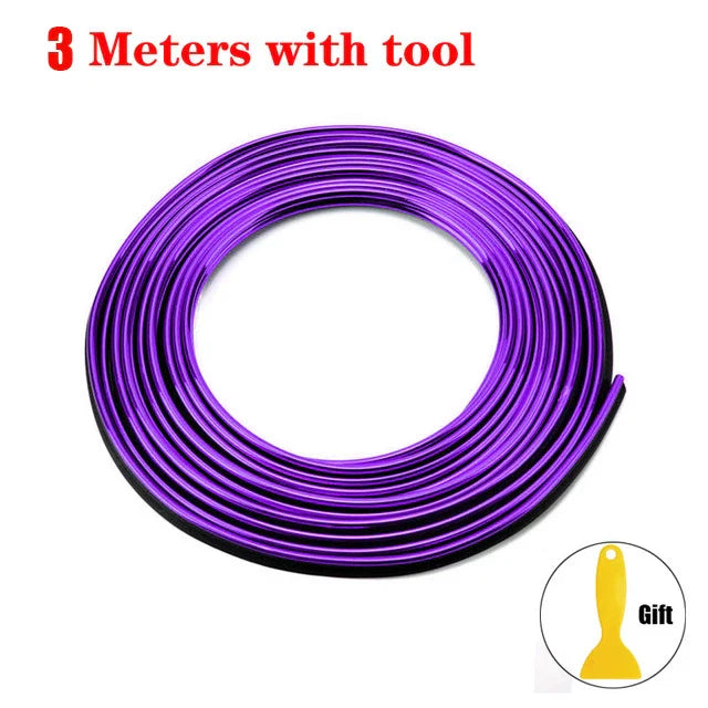Bandes flexibles décoration moulage voiture 1/3/5M Moulures intérieures. - 3M purple