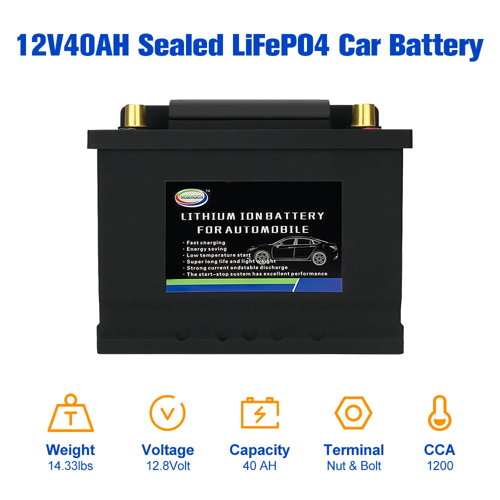 Batterie LifePO4 L2-400 12 V 50 Ah CCA1200 pour véhicules à moteur, tous types de véhicules, camping-cars, remorques solaires, bateaux, camping-cars, batterie au lithium