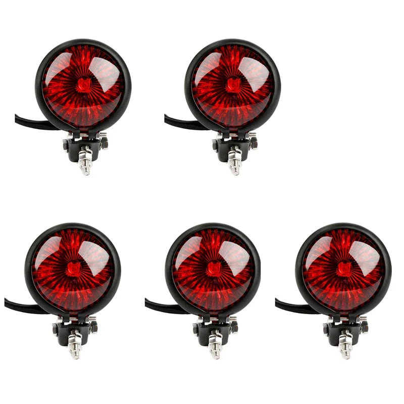 feux arrière moto réglables à LED rouges 12 V Chopper Bobber Style Cafe Racer. - Black red