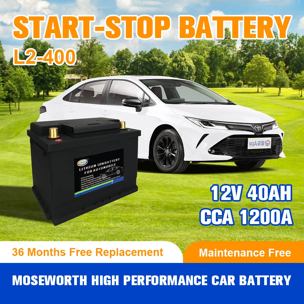 Batterie LifePO4 L2-400 12 V 50 Ah CCA1200 pour véhicules à moteur, tous types de véhicules, camping-cars, remorques solaires, bateaux, camping-cars, batterie au lithium