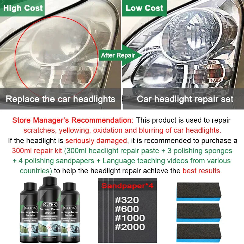 Kits polissage restauration phares voiture,
