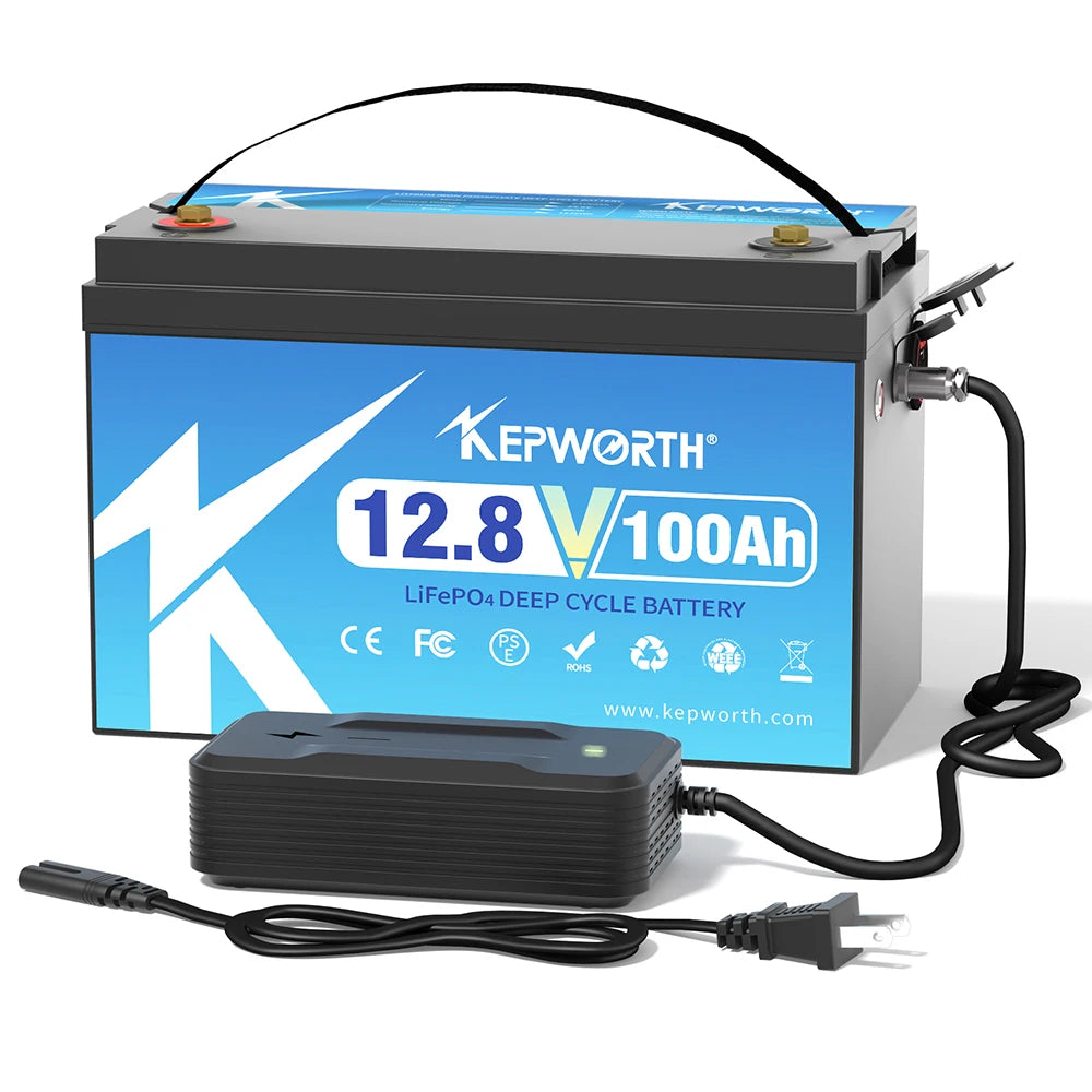 Batterie LiFePO4 KEPWORTH 12 V 100 Ah avec BMS, 6 000 cycles,