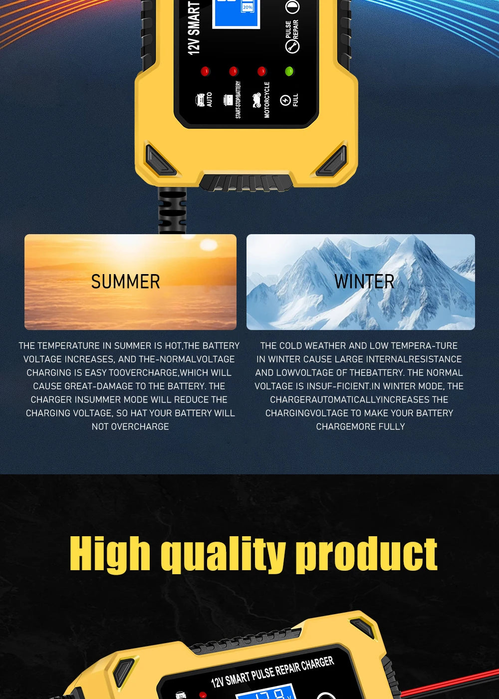 Chargeur de batterie de voiture, 12 V 6 A, intelligent et automatique,
