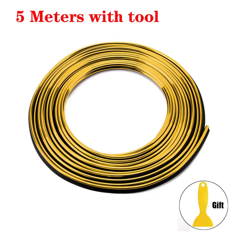 Bandes flexibles décoration moulage voiture 1/3/5M Moulures intérieures. - 5M gold