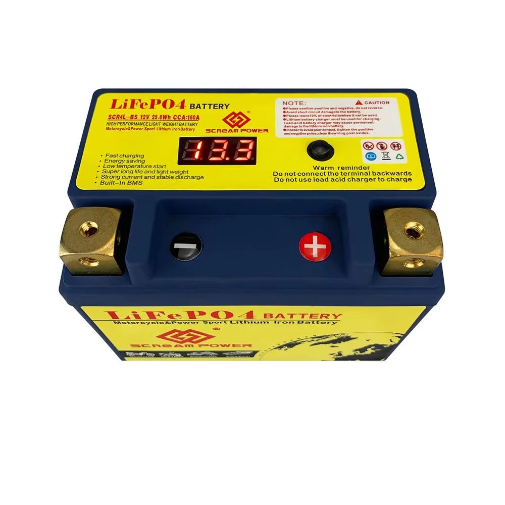 Batterie LiFePO4 14S 12V 8Ah pour démarrage de moto, CCA 480A, BMS intégré, lithium