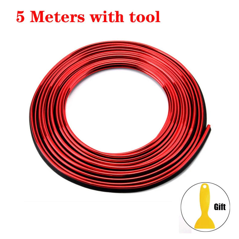 Bandes flexibles décoration moulage voiture 1/3/5M Moulures intérieures. - 5M red