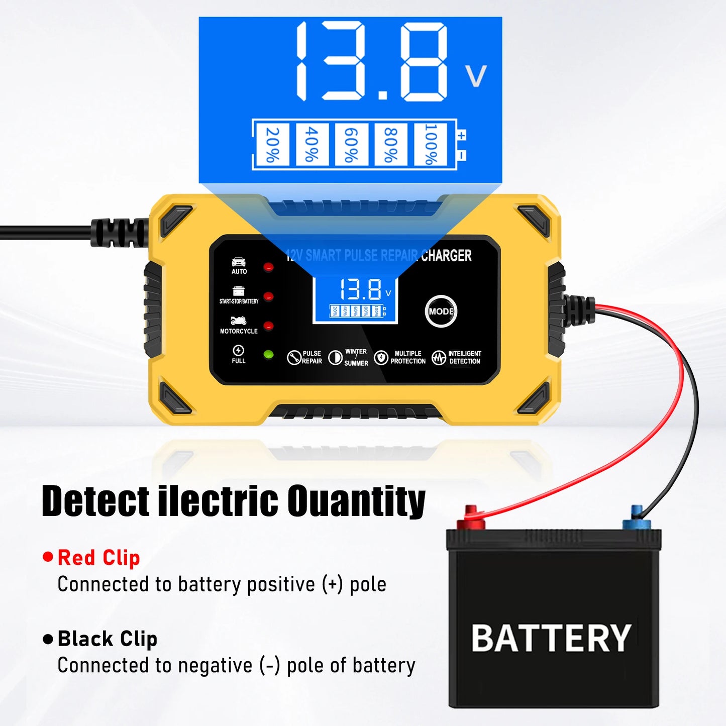 Chargeur de batterie de voiture, 12 V 6 A, intelligent et automatique,