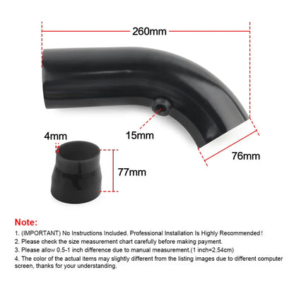 Tube d’admission d’air froid aluminium 3’’ 75 mm voiture,