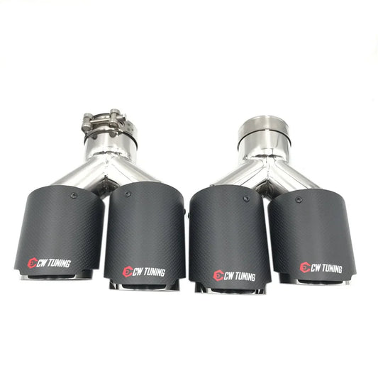 Double Sorties En Fibre De Carbone Mate + 304 Acier Inoxydable Universel.