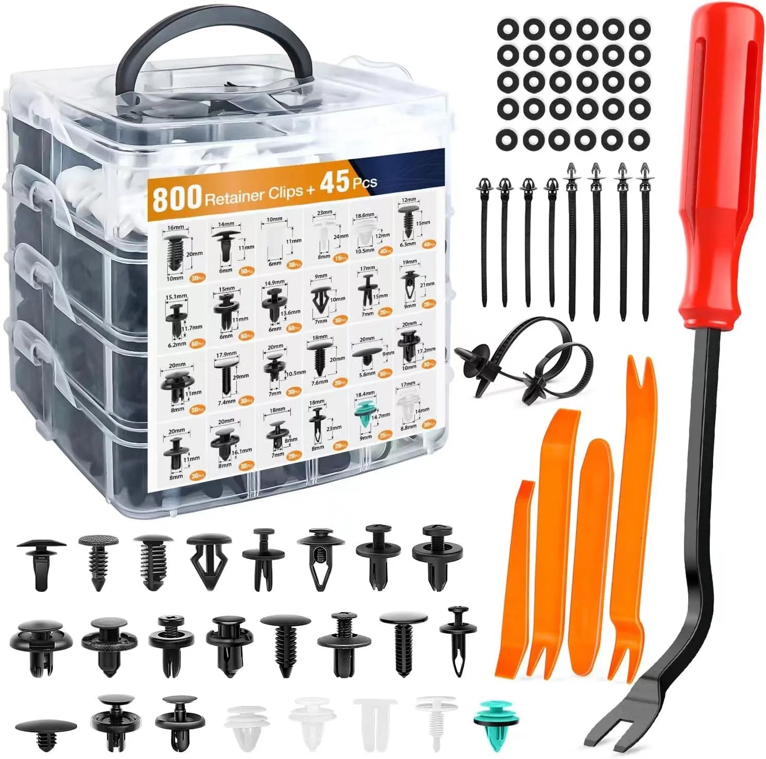 Kit clips fixation 800 pièces-100 pièces, - 800 Pcs with Tool