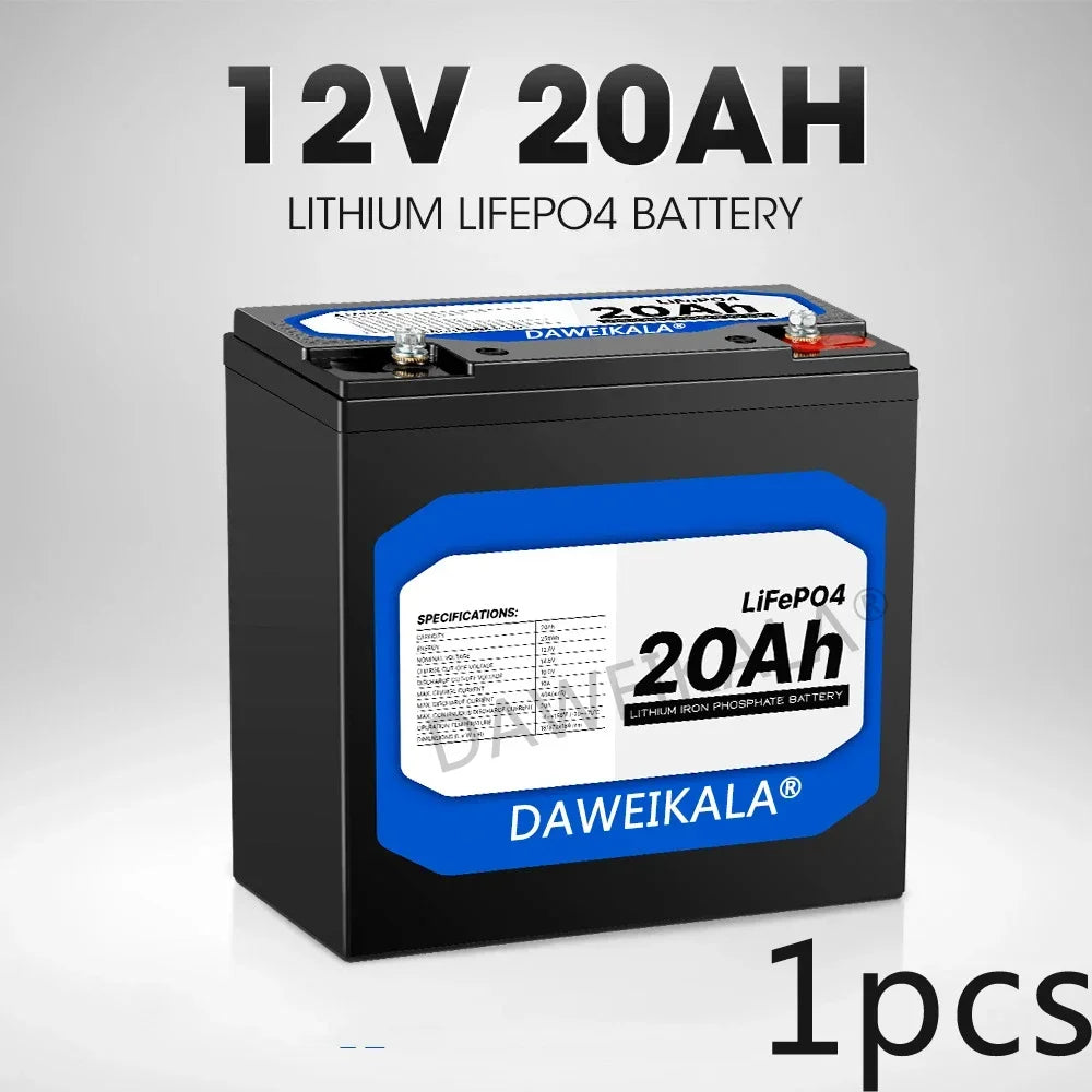 Batterie LiFePo4 12 V 20 Ah, lithium , rechargeable, 12 V 24 V, pour moto.