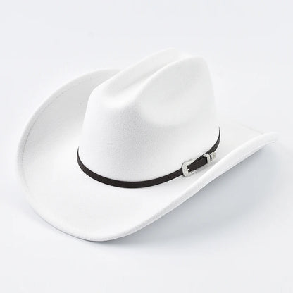 Chapeau de cowboy western en cuir, style vintage, à larges bords,