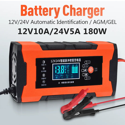 Chargeur de batterie de voiture 10 A 12 V, chargeur de batterie automobile 24 V 5
