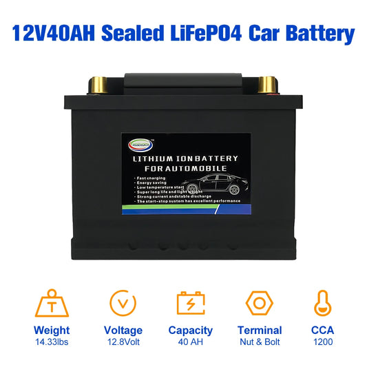 Batterie LifePO4 L2-400 12 V 50 Ah CCA1200 pour véhicules à moteur, tous types de véhicules, camping-cars, remorques solaires, bateaux, camping-cars, batterie au lithium