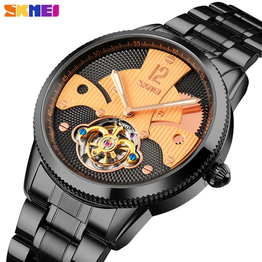 Masculin montre à Quartz luxe hommes montre-bracelet mécanique automatique créative acier inoxydable étanche.