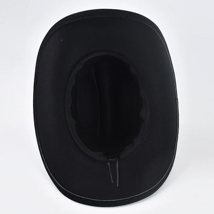 Chapeau de cowboy western en cuir, style vintage, à larges bords,