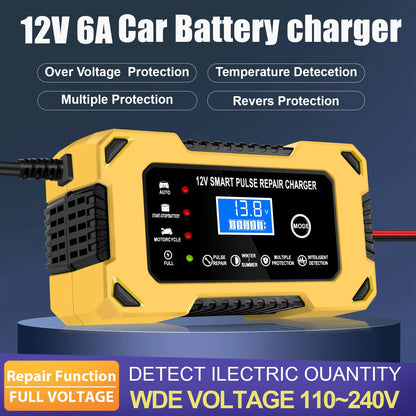 Chargeur de batterie de voiture, 12 V 6 A, intelligent et automatique,