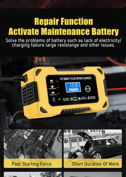 Chargeur de batterie de voiture, 12 V 6 A, intelligent et automatique,