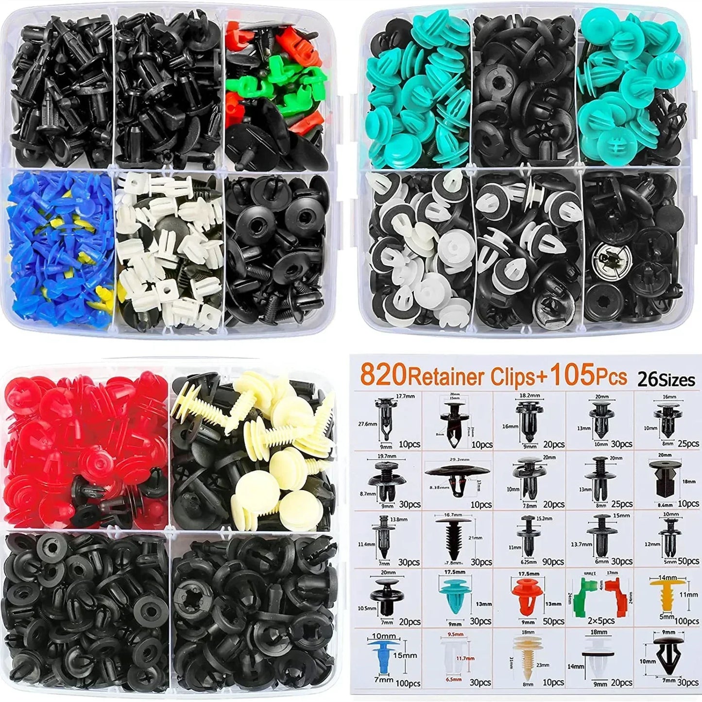 Kit clips fixation 800 pièces-100 pièces,