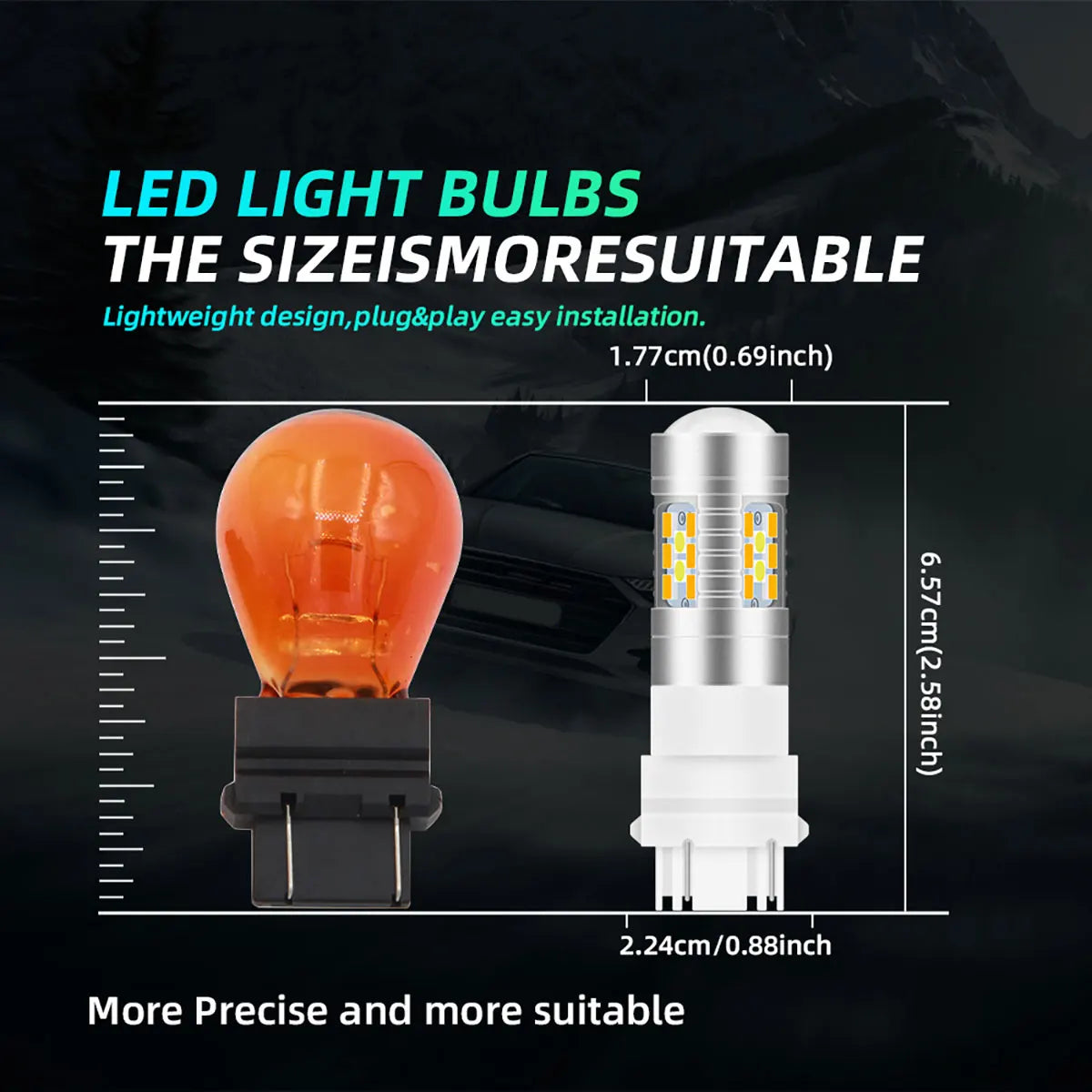 2/4 pièces T25 3157 feu stop clignotant LED 3157 P27/7W T25 LED ampoule voiture feux jour.