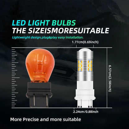 2/4 pièces T25 3157 feu stop clignotant LED 3157 P27/7W T25 LED ampoule voiture feux jour.